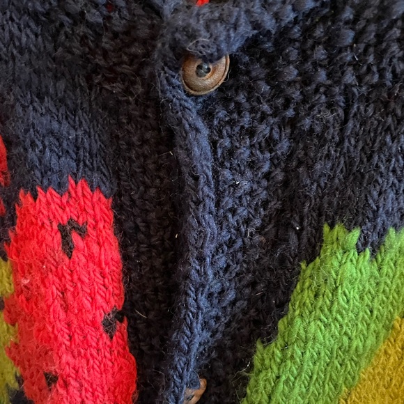 Hand Knit Wool Colorful Strawberry Knit Cardigan - Picture 5 of 8